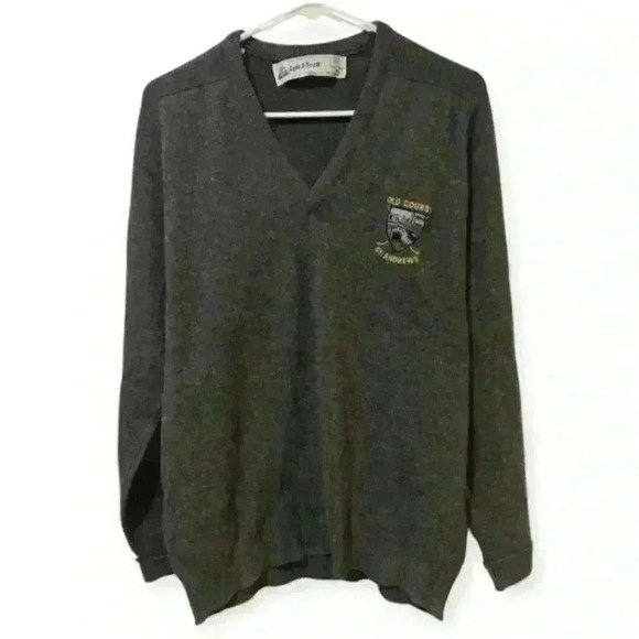 Lyle Scott Lambswool Sweater Men's Large Vintage Golf Old Course Andrews Grandpa - Picture 1 of 7